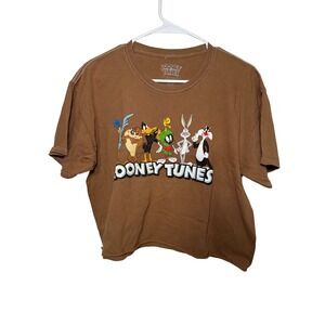 Looney Tunes Characters T Shirt Brown Short Sleeve Graphic Tee Men's Large